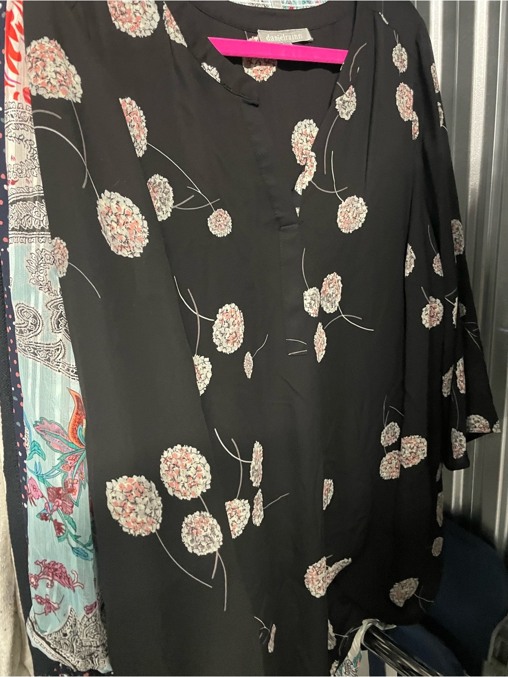 Daniel Rainn Black Floral V-Neck Blouse. Stitch Fix.